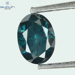 0.52 CT Oval Shape Enhanced Blue Color Natural Diamond SI2 Clarity (5.40 MM)