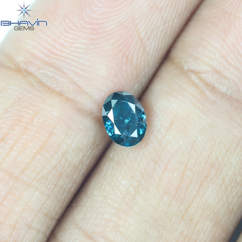 0.52 CT Oval Shape Enhanced Blue Color Natural Diamond SI2 Clarity (5.40 MM)