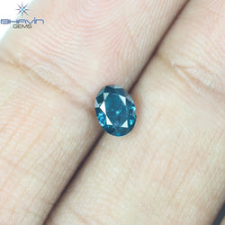 0.52 CT Oval Shape Enhanced Blue Color Natural Diamond SI2 Clarity (5.40 MM)