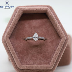 Pear Diamond Enhanced White (F) Color Gold Ring Engagement Ring