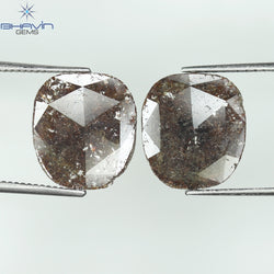 3.43 CT (2 Pcs) Uncut Slice Shape Natural Diamond Brown Color I3 Clarity (11.72 MM)