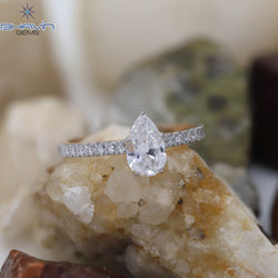 Pear Diamond Enhanced White (F) Color Gold Ring Engagement Ring