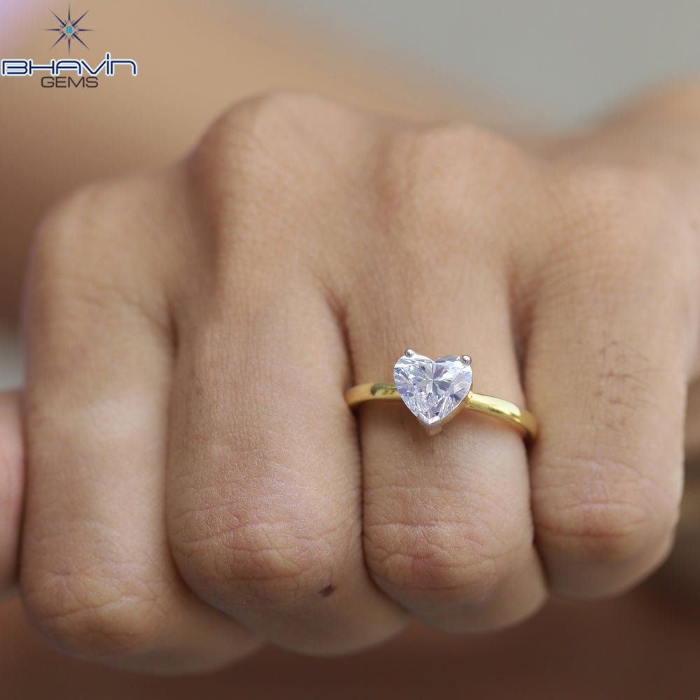 GIA Heart Diamond White (J) Color Gold Ring Engagement Ring