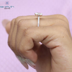 Pear Diamond Enhanced White (F) Color Gold Ring Engagement Ring