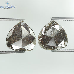 2.47 CT (2 Pcs) Pear Slice Shape Natural Diamond  Brown Color I3 Clarity (10.29 MM)