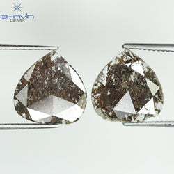 2.47 CT (2 Pcs) Pear Slice Shape Natural Diamond  Brown Color I3 Clarity (10.29 MM)