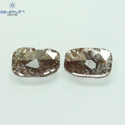 2.27 CT (2 Pcs) Uncut Slice Shape Natural Diamond Brown Color I3 Clarity (10.79 MM)
