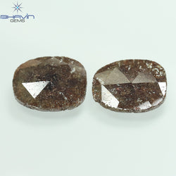 3.43 CT (2 Pcs) Uncut Slice Shape Natural Diamond Brown Color I3 Clarity (11.72 MM)