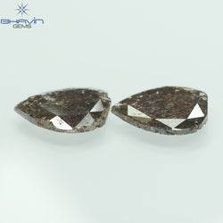 2.47 CT (2 Pcs) Pear Slice Shape Natural Diamond  Brown Color I3 Clarity (10.29 MM)
