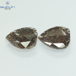 2.47 CT (2 Pcs) Pear Slice Shape Natural Diamond  Brown Color I3 Clarity (10.29 MM)