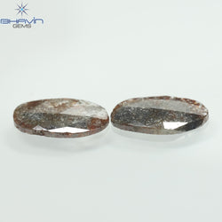 2.08 CT /2 PCS Uncut Slice Shape Natural Diamond Brown Color I3 Clarity (11.06 MM)