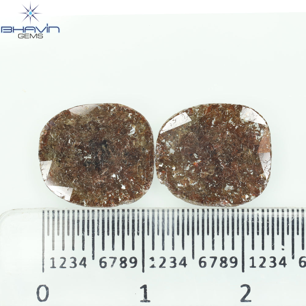 3.43 CT (2 Pcs) Uncut Slice Shape Natural Diamond Brown Color I3 Clarity (11.72 MM)