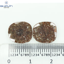 3.43 CT (2 Pcs) Uncut Slice Shape Natural Diamond Brown Color I3 Clarity (11.72 MM)