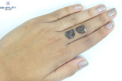 3.68 CT /2 PCS Uncut Slice Shape Natural Diamond Brown Color I3 Clarity (13.89 MM)
