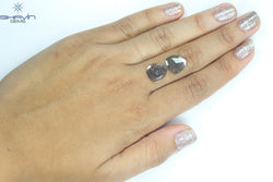 2.30 CT (2 個) ペアー スライス シェイプ ナチュラル ダイヤモンド ブラウン カラー I3 クラリティ (11.60 MM)
