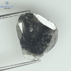 1.39 CT スライス シェイプ ナチュラル ダイヤモンド ソルト アンド ペッパー カラー I3 クラリティ (10.77 MM)