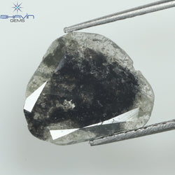 1.39 CT スライス シェイプ ナチュラル ダイヤモンド ソルト アンド ペッパー カラー I3 クラリティ (10.77 MM)