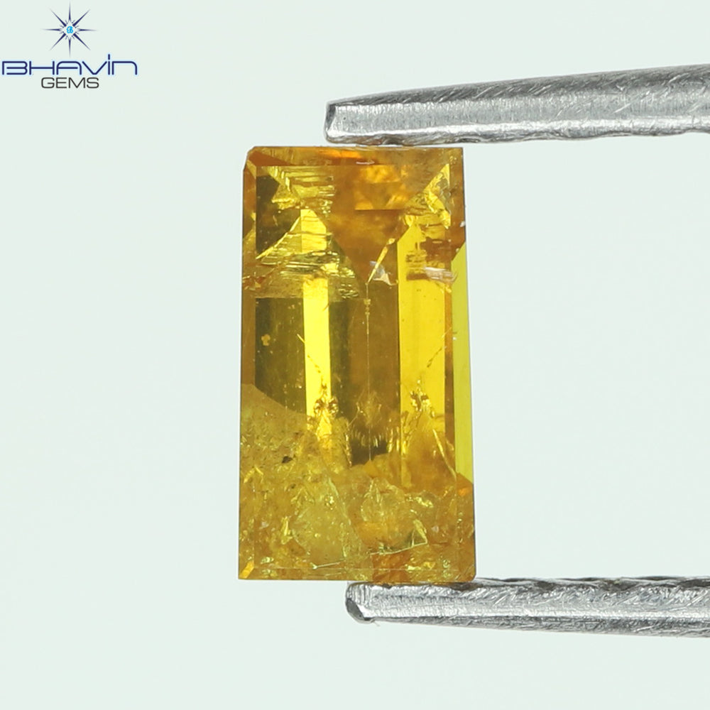 0.21 CT Baguette Shape Natural Diamond Orange Yellow Color I2 Clarity (5.08 MM)