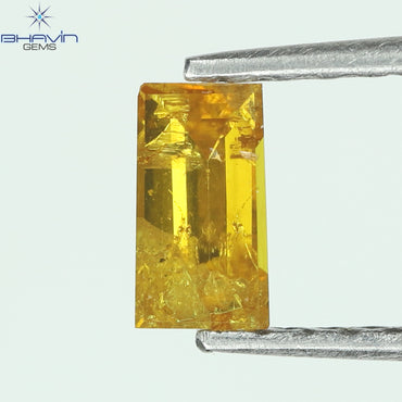 0.21 CT Baguette Shape Natural Diamond Orange Yellow Color I2 Clarity (5.08 MM)