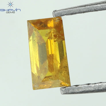 0.21 CT Baguette Shape Natural Diamond Orange Yellow Color I2 Clarity (5.08 MM)