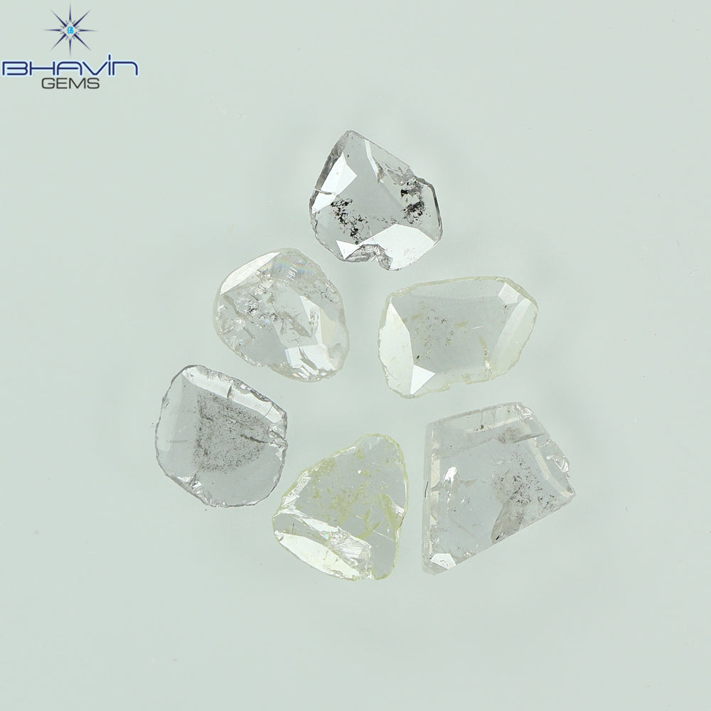 0.41 CT/6 個ローズカット ポルキ シェイプ ナチュラル ダイヤモンド ホワイト カラー I3 クラリティ (3.65 MM)