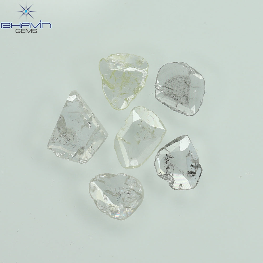 0.41 CT/6 個ローズカット ポルキ シェイプ ナチュラル ダイヤモンド ホワイト カラー I3 クラリティ (3.65 MM)
