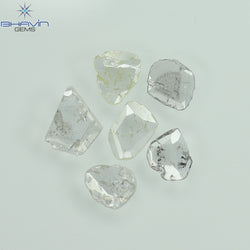 0.41 CT/6 個ローズカット ポルキ シェイプ ナチュラル ダイヤモンド ホワイト カラー I3 クラリティ (3.65 MM)