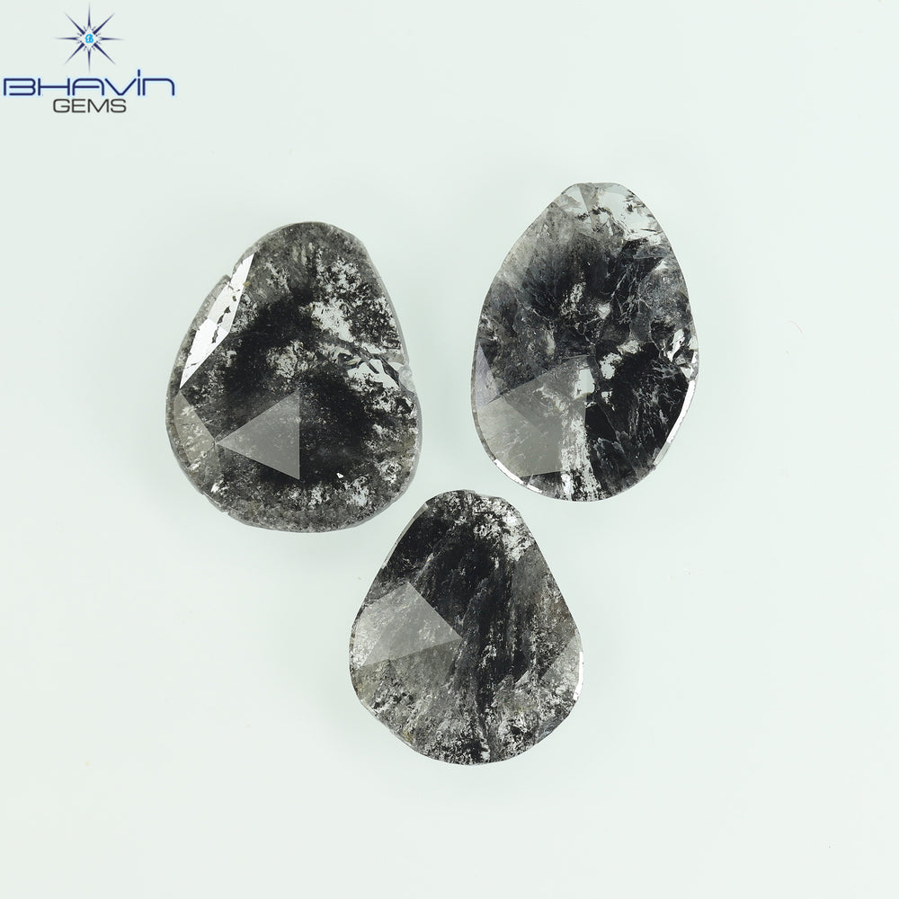 1.32 CT/8 Pcs Slice Shape Natural Diamond Salt And Pepper Color I3 Clarity (5.57 MM)