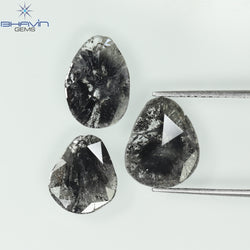 1.32 CT/8 Pcs Slice Shape Natural Diamond Salt And Pepper Color I3 Clarity (5.57 MM)