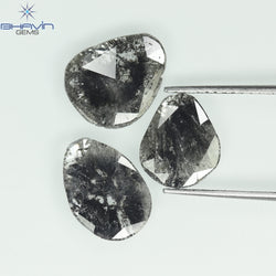1.32 CT/8 Pcs Slice Shape Natural Diamond Salt And Pepper Color I3 Clarity (5.57 MM)