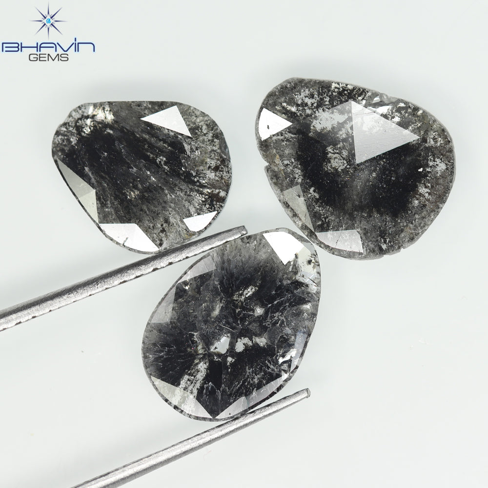 1.32 CT/8 Pcs Slice Shape Natural Diamond Salt And Pepper Color I3 Clarity (5.57 MM)