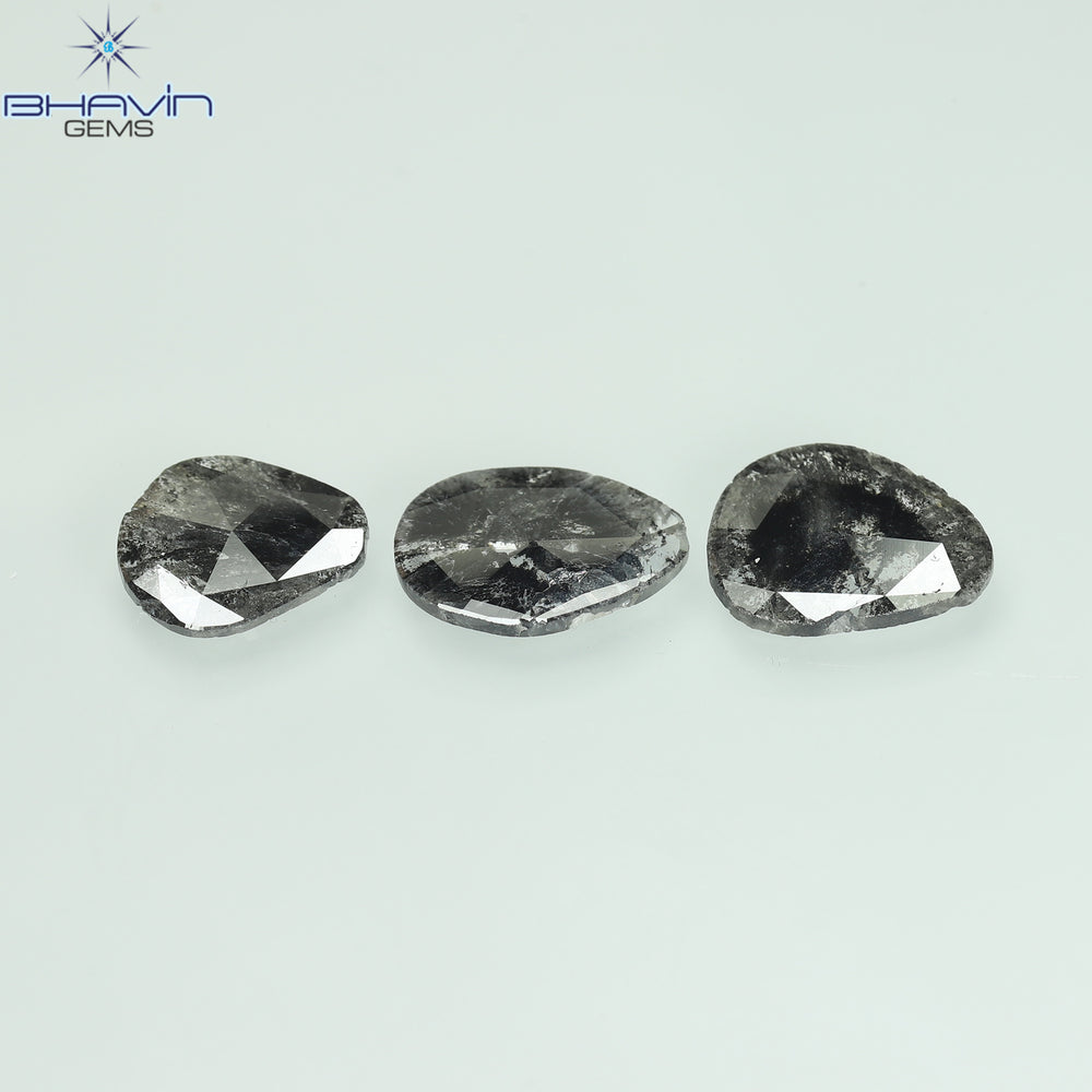 1.32 CT/8 Pcs Slice Shape Natural Diamond Salt And Pepper Color I3 Clarity (5.57 MM)