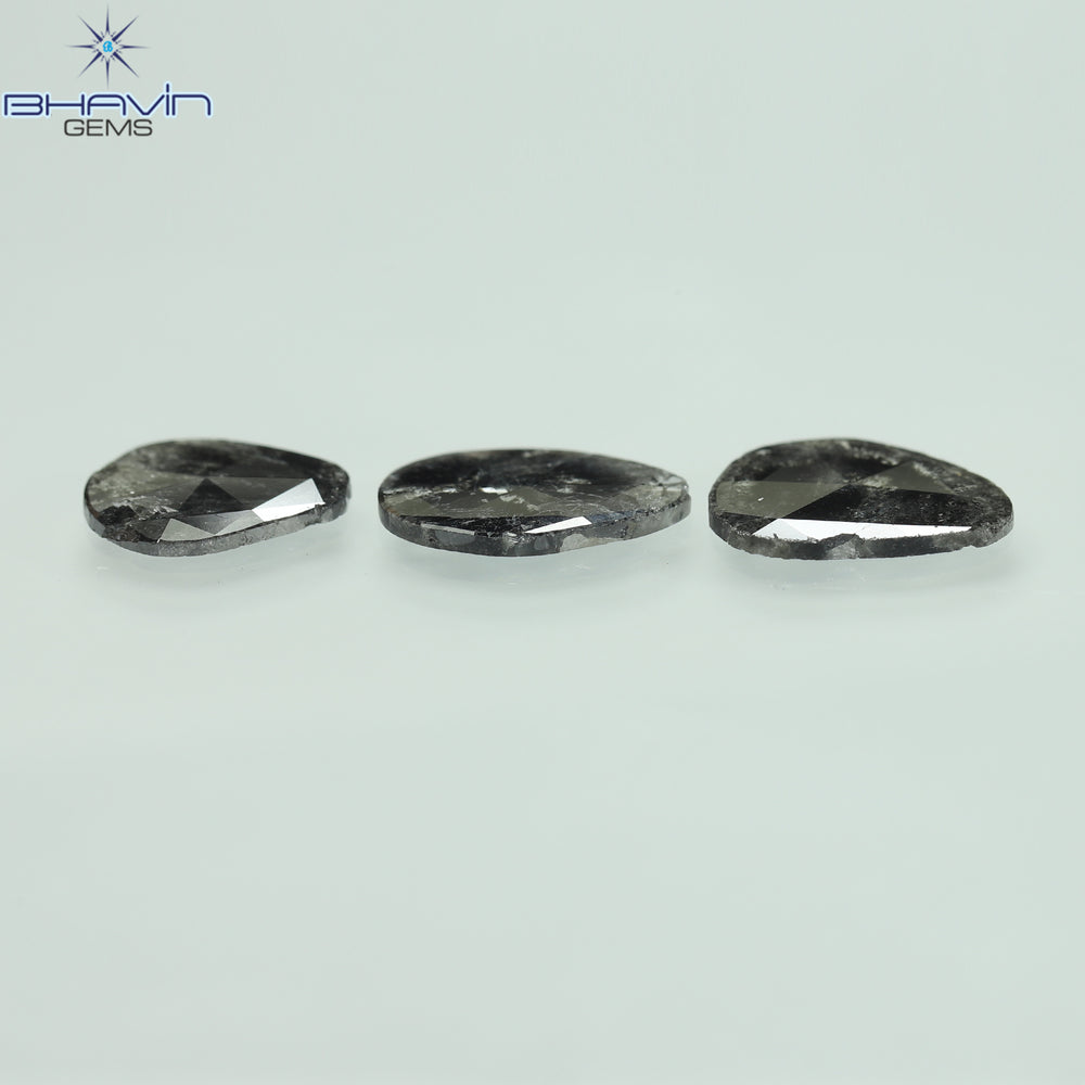 1.32 CT/8 Pcs Slice Shape Natural Diamond Salt And Pepper Color I3 Clarity (5.57 MM)