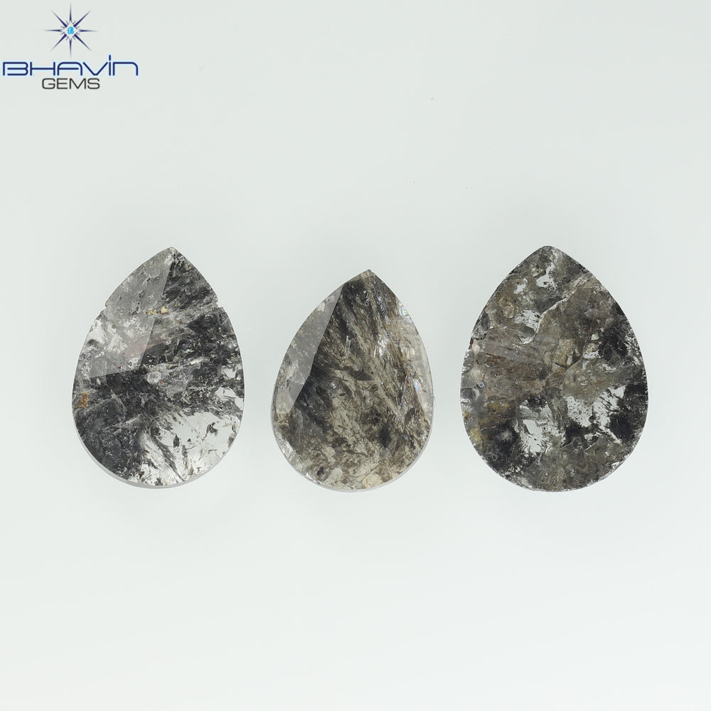 1.75 CT/5 ピース スライス形状 天然ダイヤモンド ソルト アンド ペッパー カラー I3 クラリティ (10.45 MM)