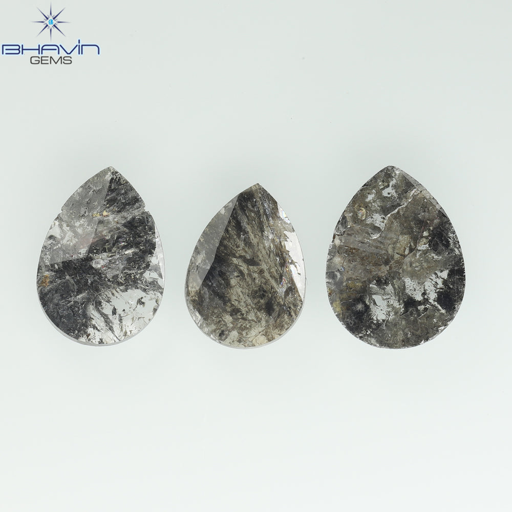1.75 CT/5 ピース スライス形状 天然ダイヤモンド ソルト アンド ペッパー カラー I3 クラリティ (10.45 MM)