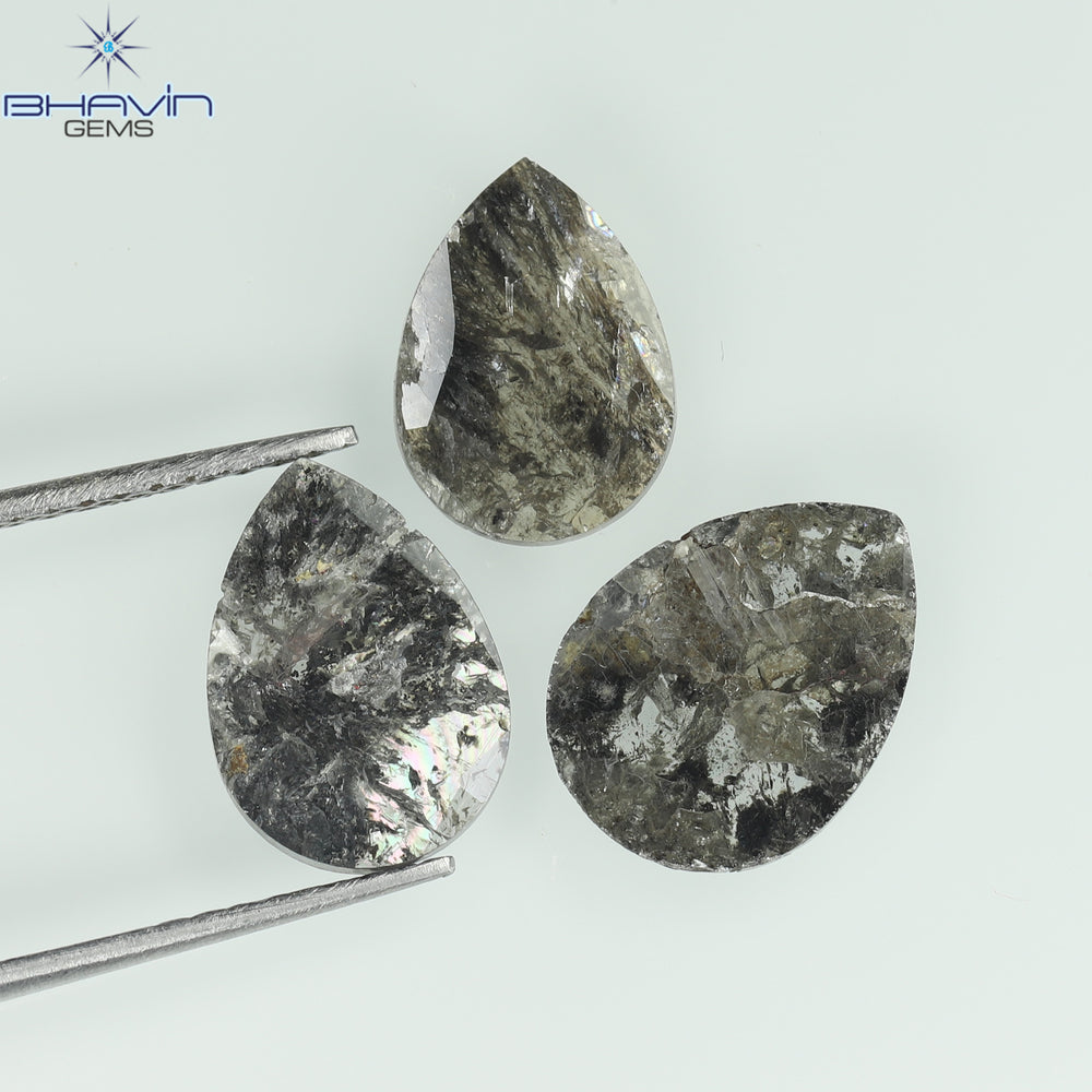 1.75 CT/5 ピース スライス形状 天然ダイヤモンド ソルト アンド ペッパー カラー I3 クラリティ (10.45 MM)