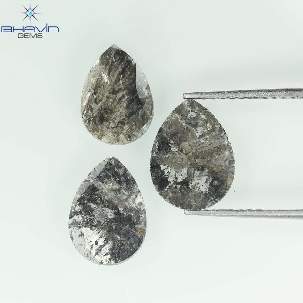 1.75 CT/5 ピース スライス形状 天然ダイヤモンド ソルト アンド ペッパー カラー I3 クラリティ (10.45 MM)