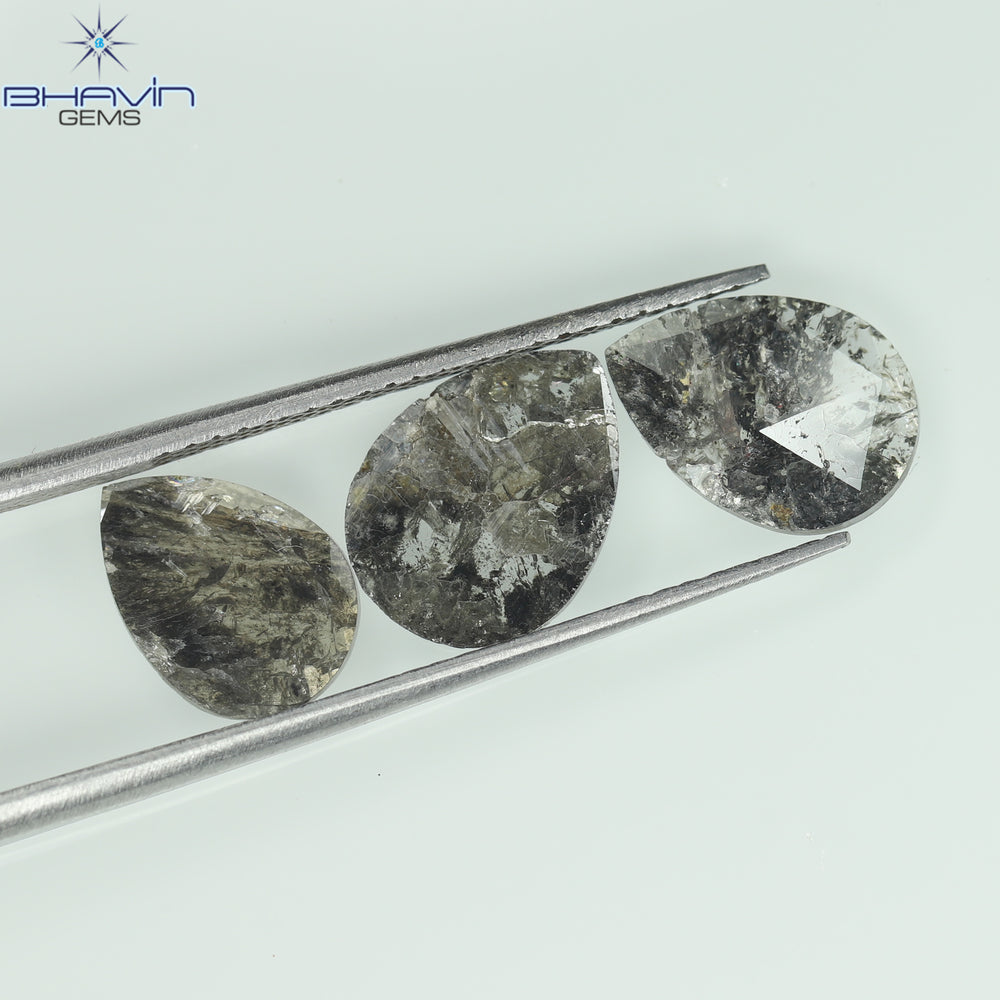 1.75 CT/5 ピース スライス形状 天然ダイヤモンド ソルト アンド ペッパー カラー I3 クラリティ (10.45 MM)