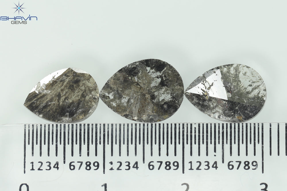 1.75 CT/5 ピース スライス形状 天然ダイヤモンド ソルト アンド ペッパー カラー I3 クラリティ (10.45 MM)