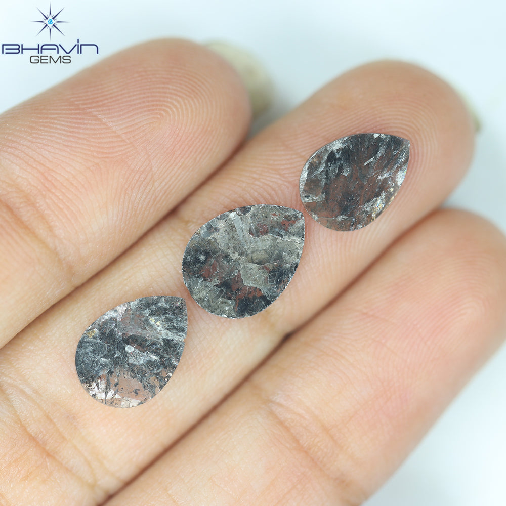 1.75 CT/5 ピース スライス形状 天然ダイヤモンド ソルト アンド ペッパー カラー I3 クラリティ (10.45 MM)