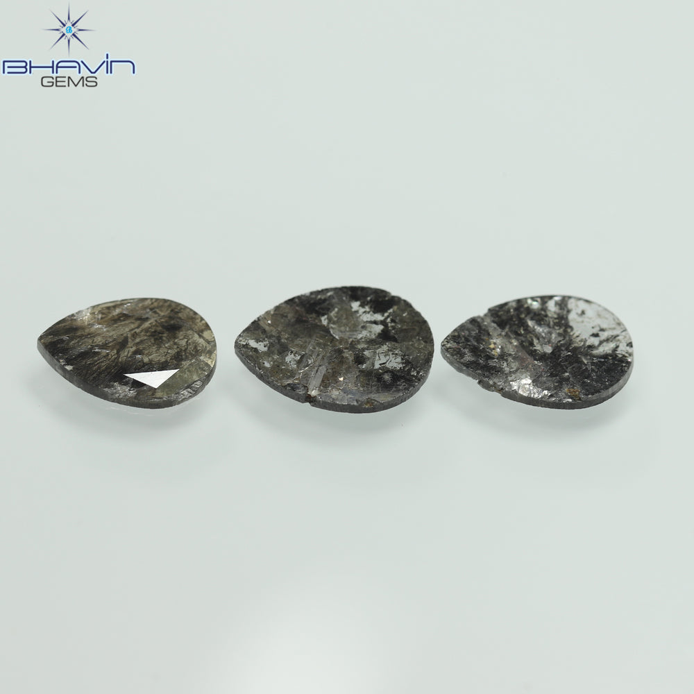 1.75 CT/5 ピース スライス形状 天然ダイヤモンド ソルト アンド ペッパー カラー I3 クラリティ (10.45 MM)