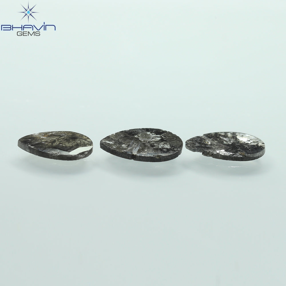 1.75 CT/5 ピース スライス形状 天然ダイヤモンド ソルト アンド ペッパー カラー I3 クラリティ (10.45 MM)