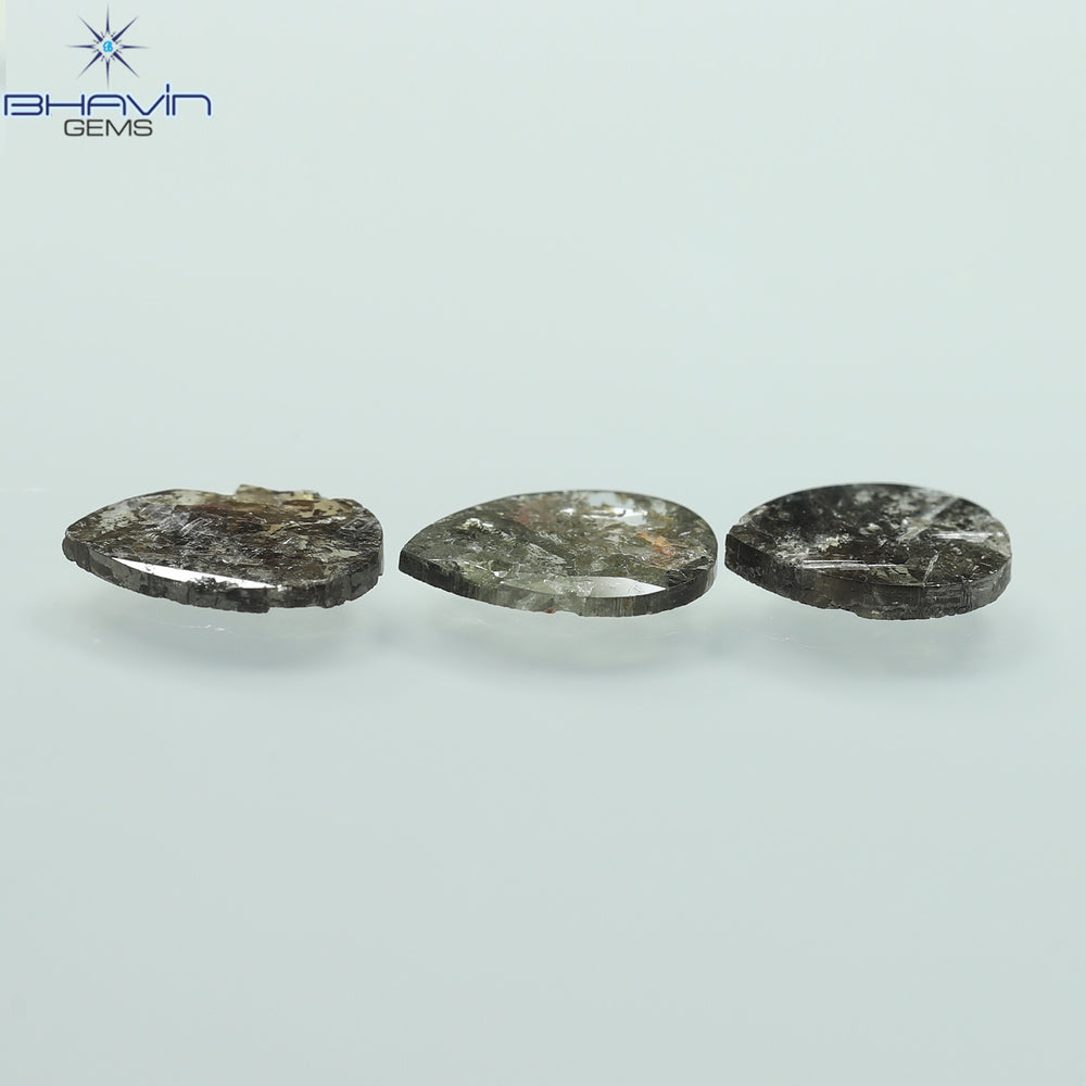 1.75 CT/5 ピース スライス形状 天然ダイヤモンド ソルト アンド ペッパー カラー I3 クラリティ (10.45 MM)