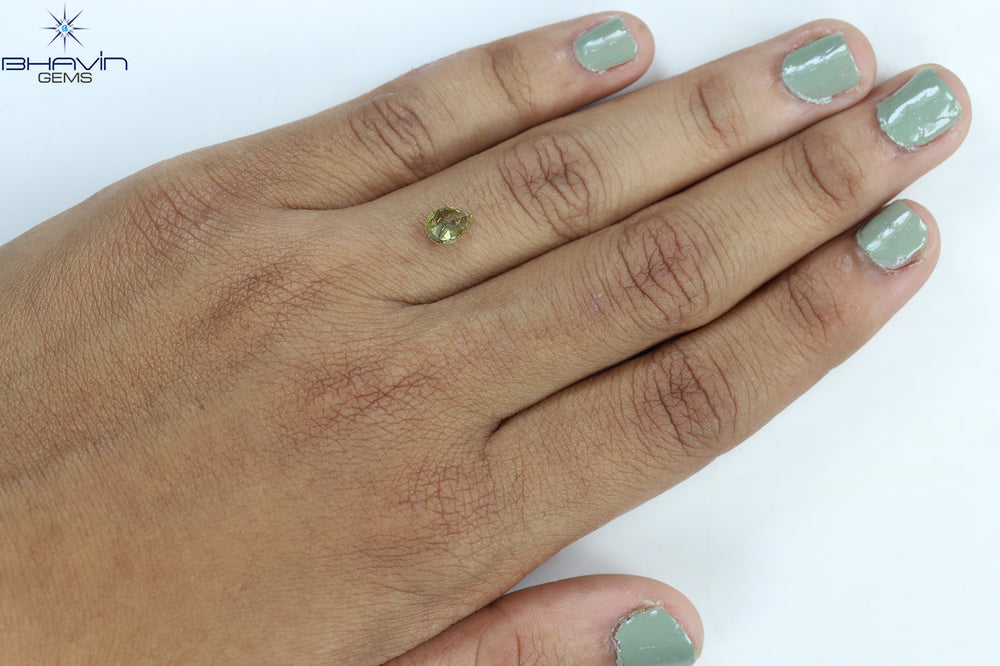 0.78 CT Pear Shape Natural Diamond Green (Chameleon) Color I2 Clarity (6.44 MM)