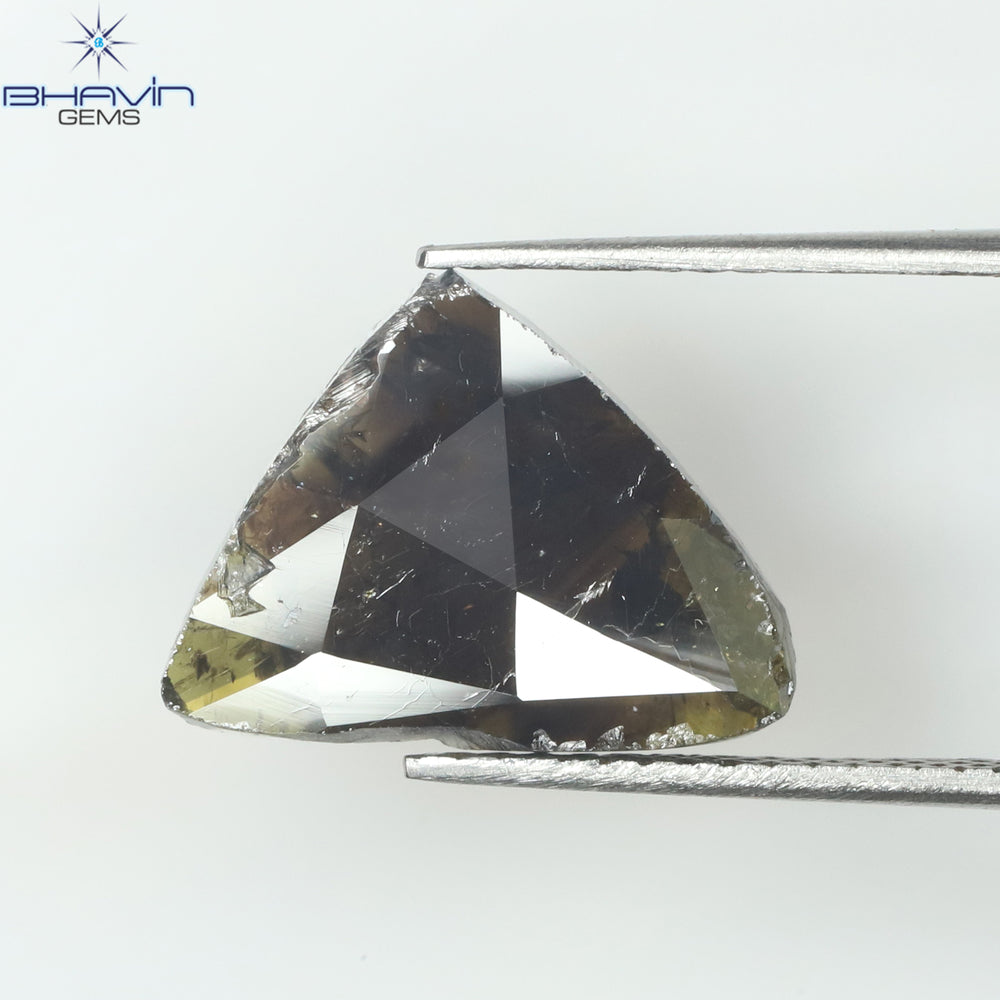 2.66 CT Triangle Slice Shape Natural Diamond Brown Color I3 Clarity (14.00 MM)