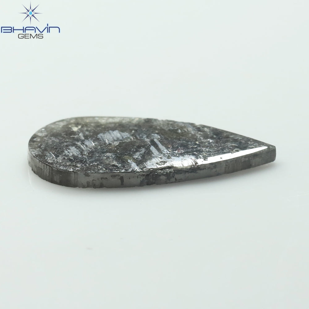 1.98 CT Pear Slice Shape Natural Diamond Salt And Pepper Color I3 Clarity (16.50 MM)