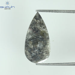 1.98 CT Pear Slice Shape Natural Diamond Salt And Pepper Color I3 Clarity (16.50 MM)