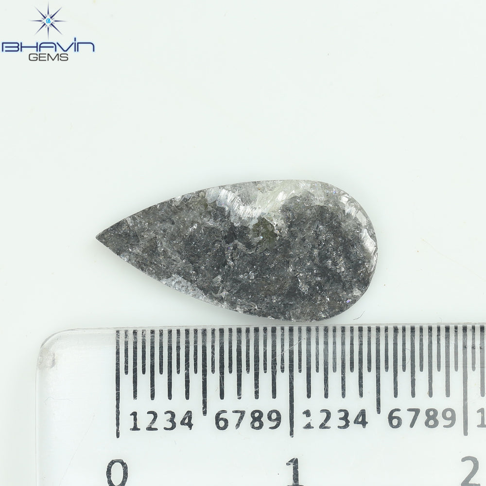 1.98 CT Pear Slice Shape Natural Diamond Salt And Pepper Color I3 Clarity (16.50 MM)