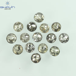 1.98 CT/15 Pcs Round Rose Cut Shape Natural Loose Diamond Salt And Pepper Color I3 Clarity (2.98 MM)