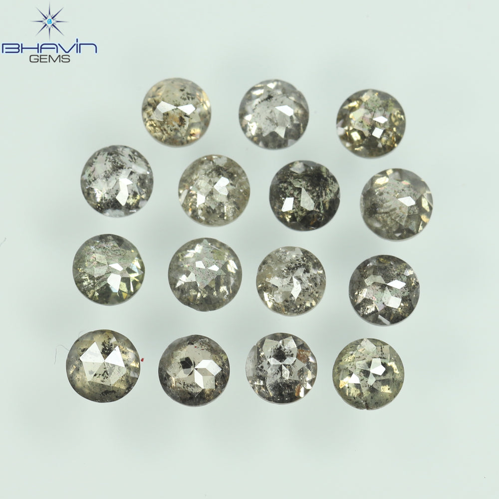 1.98 CT/15 Pcs Round Rose Cut Shape Natural Loose Diamond Salt And Pepper Color I3 Clarity (2.98 MM)